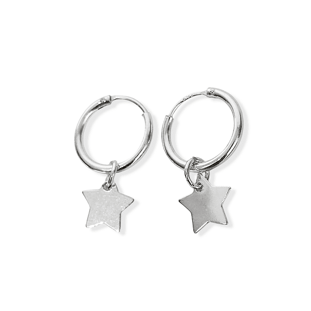 Aros Argolla Estrella 10mm Plata Fina 925 3
