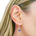 Aros Argolla Bola Lapislázuli Plata Fina 925 3