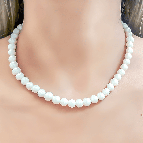 Collar Perla De Río 7x8mm Enchapado Oro 18K