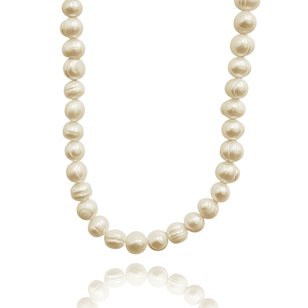 Collar Perla De Río 7x8mm Enchapado Oro 18K 3