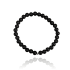 Pulsera Ónix 6mm Bolita Plata Fina 925 Elasticada 1