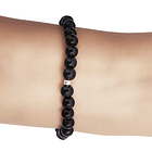 Pulsera Ónix 6mm Bolita Plata Fina 925 Elasticada 2