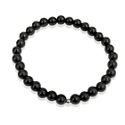 Pulsera Ónix 6mm Bolita Plata Fina 925 Elasticada 3