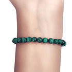 Pulsera Malaquita 6mm Enchapado Oro 18K 2