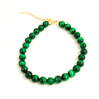 Pulsera Malaquita 6mm Enchapado Oro 18K 3