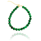 Pulsera Malaquita 6mm Enchapado Oro 18K 1