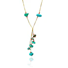 Collar Turquesa Chip Corbatero Hilos Enchapado Oro 18K 1