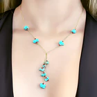 Collar Turquesa Chip Corbatero Hilos Enchapado Oro 18K 2