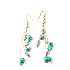 Aros Trurquesa Racimo Hilos Gancho Enchapado Oro 18K 3