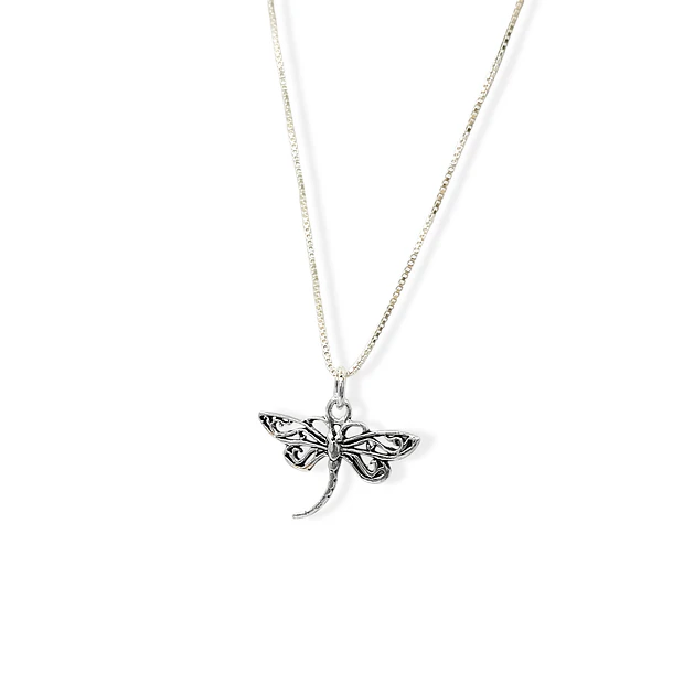 Collar Libélula Calada Plata Fina 925  3
