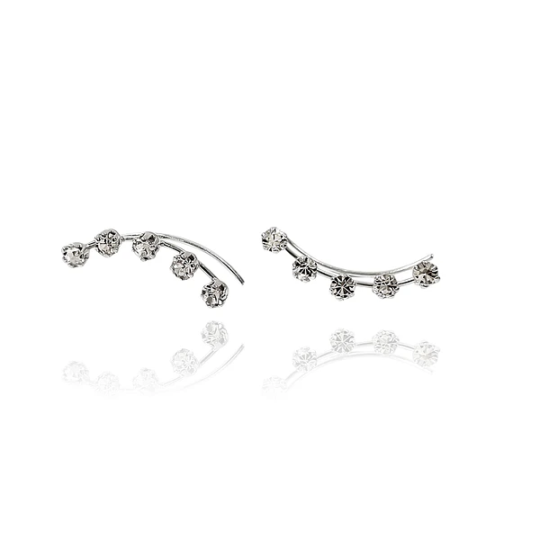 Aros Trepadores 5 Strass Blanco Plata Fina 925 1