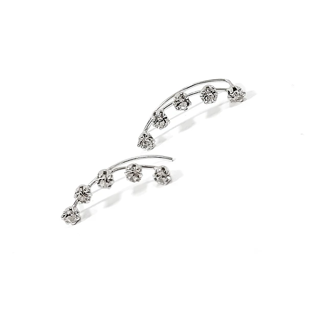 Aros Trepadores 5 Strass Blanco Plata Fina 925 3