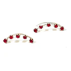 Aros Trepadores 5 Strass Rojo Plata Fina 925 1