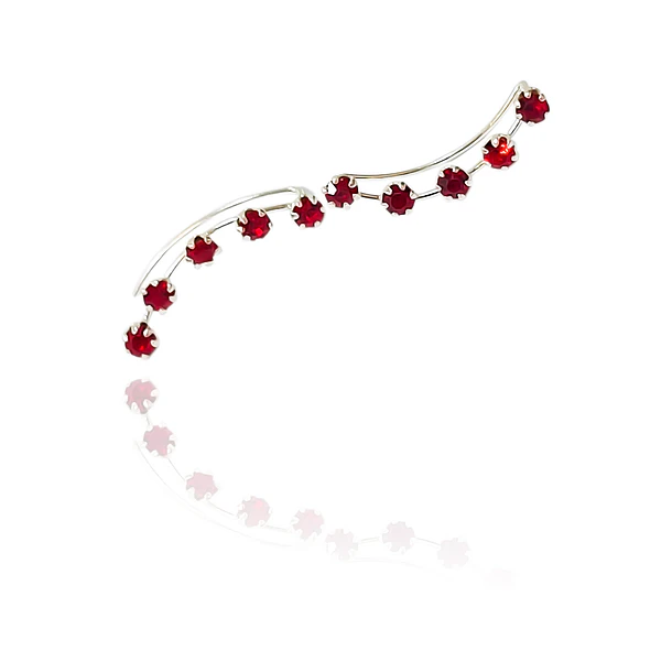 Aros Trepadores 5 Strass Rojo Plata Fina 925 3