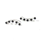 Aros Trepadores 5 Strass Negro Plata Fina 925 1