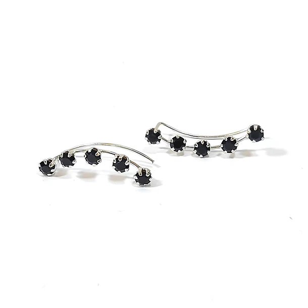 Aros Trepadores 5 Strass Negro Plata Fina 925 1