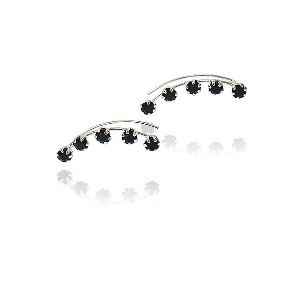 Aros Trepadores 5 Strass Negro Plata Fina 925 3