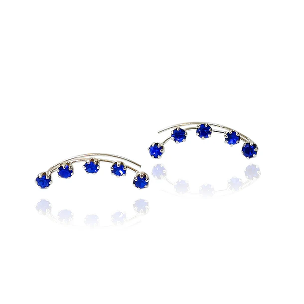Aros Trepadores 5 Strass Azul Plata Fina 925 1
