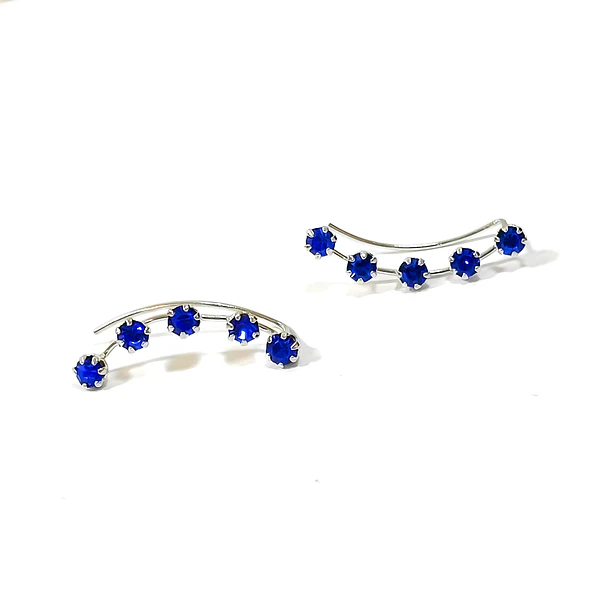 Aros Trepadores 5 Strass Azul Plata Fina 925 3
