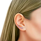 Aros Trepadores 5 Strass Azul Plata Fina 925 2