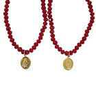 Pulsera Virgen De Los Rayos Cristal Rojo Enchapado Oro 18K 3