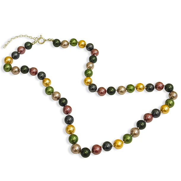 Collar Shellpearl 8mm Verde Amarillo Rosa Gris Plata Fina 925