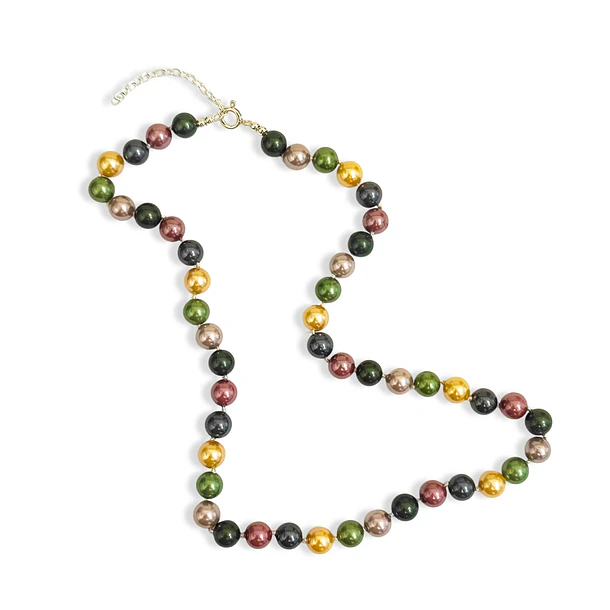 Collar Shellpearl 8mm Verde Amarillo Rosa Gris Plata Fina 925 4
