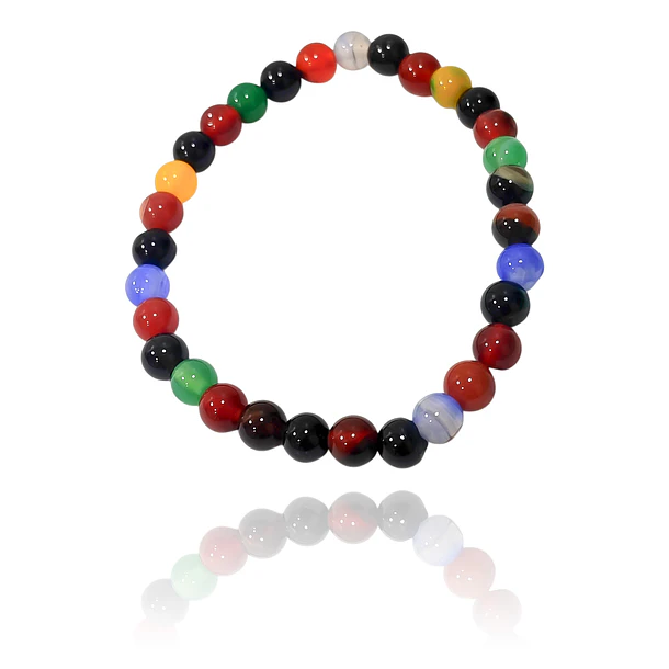 Pulsera Ágata Colores 6mm Elasticada