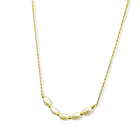 Collar Perla De Río Cadena Eslabón Enchapado Oro 18K 3