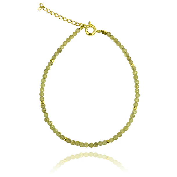 Pulsera Peridot Facetado 2mm Enchapado Oro 18K