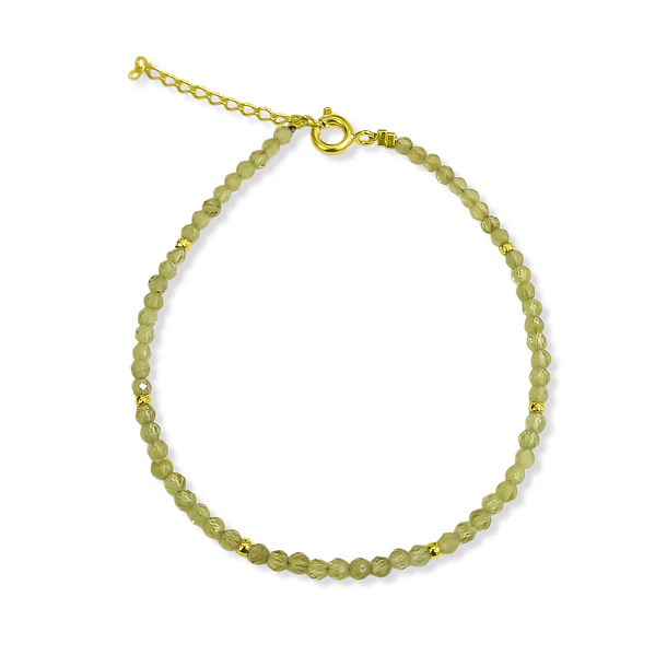 Pulsera Peridot Facetado 2mm Enchapado Oro 18K 3
