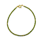 Pulsera Cristal Verde Olivo Enchapado Oro 18K 3