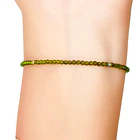 Pulsera Cristal Verde Olivo Enchapado Oro 18K 2