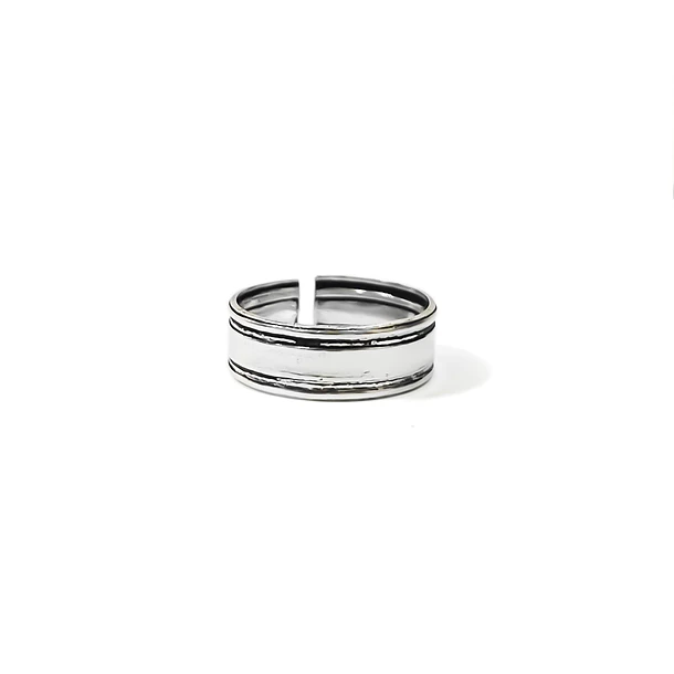 Anillo Midi Liso 2 Líneas Plata Fina 925 3