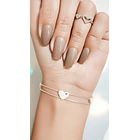 Pulsera Corazones Doble Cadena Plata Fina 925  2
