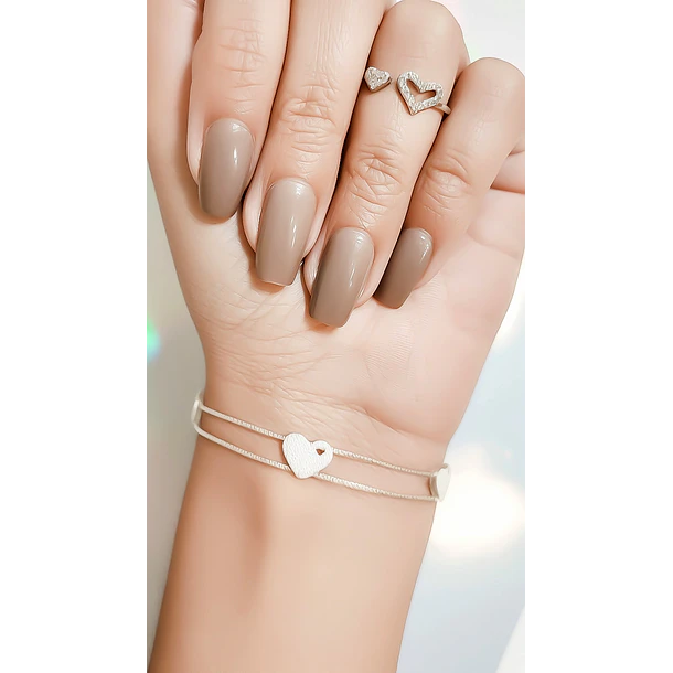 Pulsera Corazones Doble Cadena Plata Fina 925 