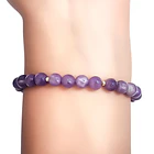 Pulsera Amatista 6mm Bolita Enchapado Oro 18K 2