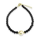 Pulsera Ónix 4mm Shellpearl 8mm Enchapado Oro 18K 3