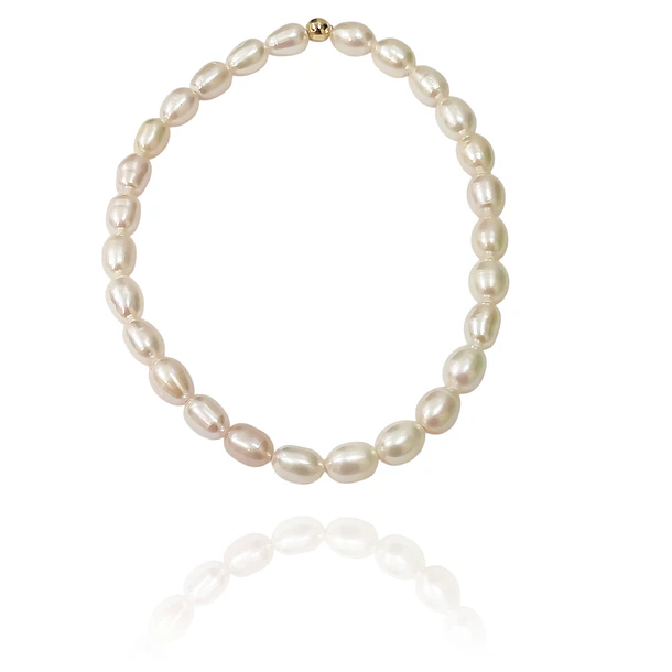 Pulsera Perla De Río Arlargada Bola Enchapado Oro 18K Elasticada