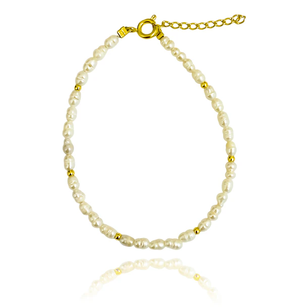 Pulsera Perla De Río Mini Alargada Enchapado Oro 18K