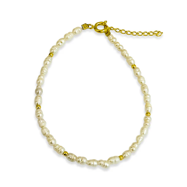 Pulsera Perla De Río Mini Alargada Enchapado Oro 18K 3