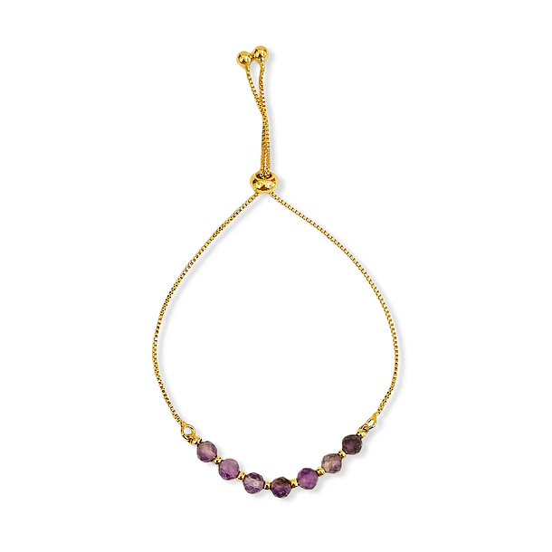 Pulsera Amatista Facetada 4mm Veneciana Enchapado Oro 18K Adaptable 3