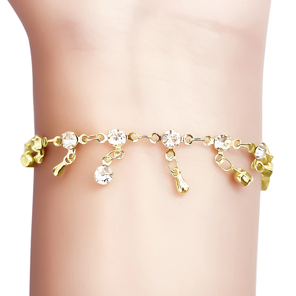 Pulsera Strass Gota Colgante Enchapado Oro 18K