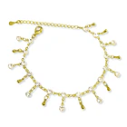 Pulsera Strass Gota Colgante Enchapado Oro 18K 3