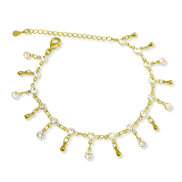 Pulsera Strass Gota Colgante Enchapado Oro 18K 3