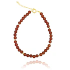 Pulsera Cornalina Redondo 4mm Enchapado Oro 18K  1