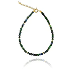 Pulsera Azurita Facetada 3mm Enchapado Oro 18K 1