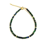 Pulsera Azurita Facetada 3mm Enchapado Oro 18K 3
