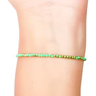 Pulsera Verde Dorado Cristal Enchapado Oro 18K 2