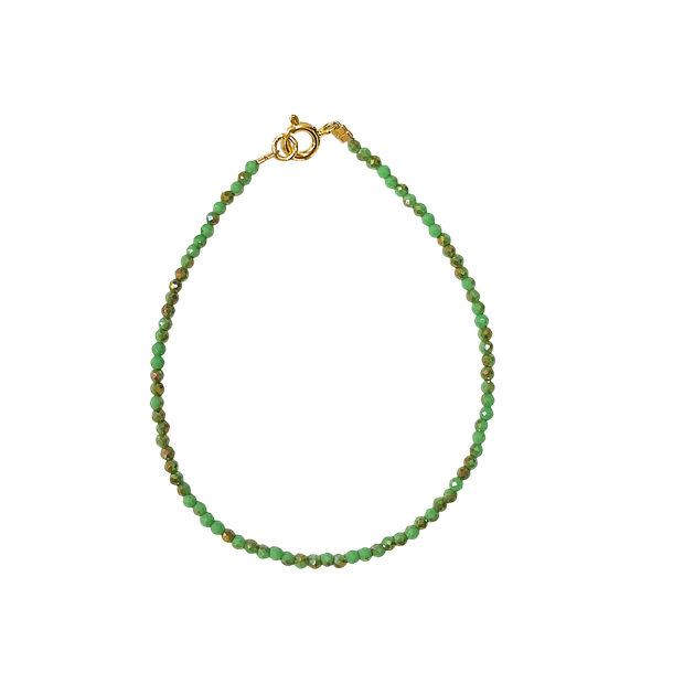 Pulsera Verde Dorado Cristal Enchapado Oro 18K 3